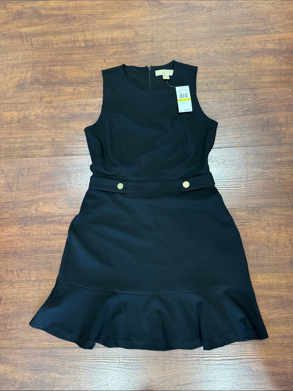 Michael Kors Black Sleeveless Ruffle-Hem Mini Dress